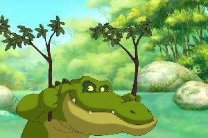 Das Krokodil Arnold hat Dodo zum Fressen gerne